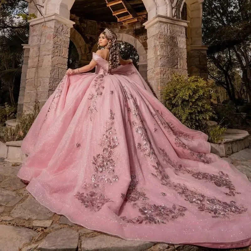 Peach Pink Off Shoulder Tassel Neckline Puffy Dress... From Y0937, Rs.29,477.52