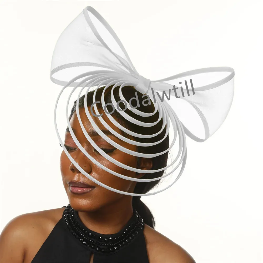 White Bow Fascinator Hats Ladies Church Y Wedding Hat  display picture 2