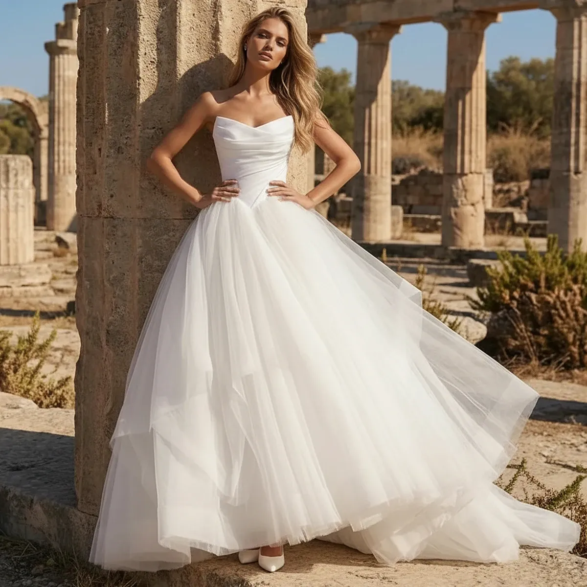 romantic a line wedding dresses Tina Holly TT009 Bridal Gown Long Simple Dress More new style Romantic Boho A-line Wedding Dress