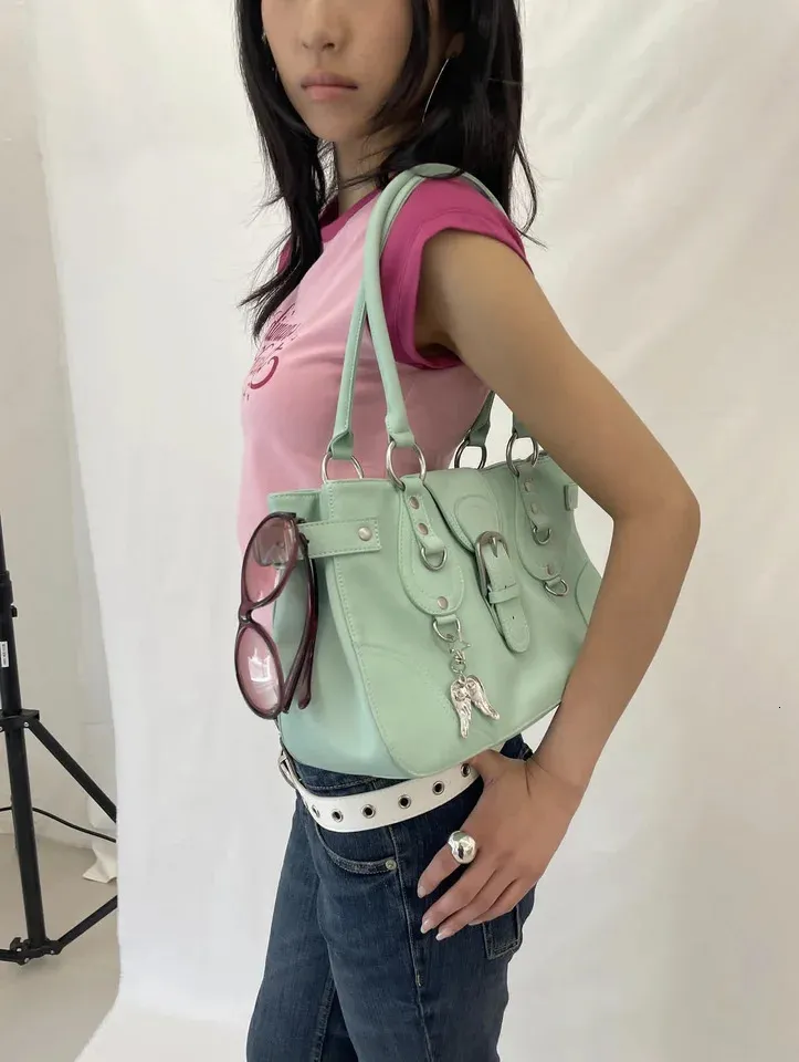 Y2K Vintage Mint Green Shoulder Bag For Women Retro... From 