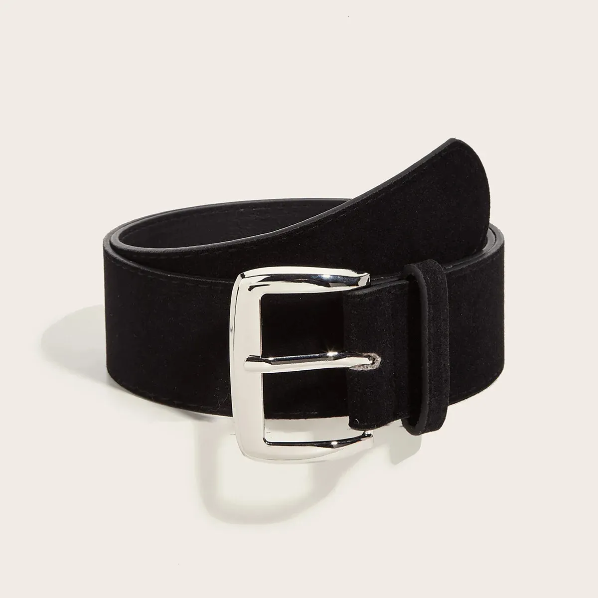 Genuine Suede Leather Wide Belt Metal Buckle for Jeans Dresses Fashion Suede Cowhide Womens Belts Genuine Leather... From  main image 3