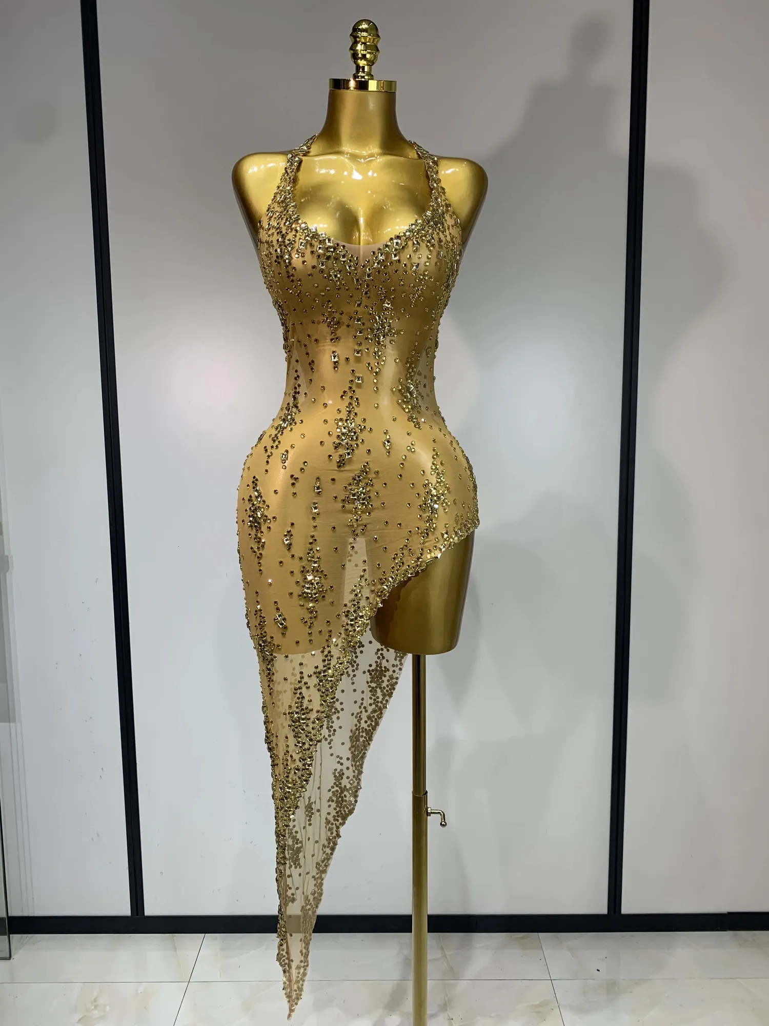 see through gold dress Sparkly Crystal Diamond Gold Sexy See Through Sheath... From Ren01,  Rs.6,169.19