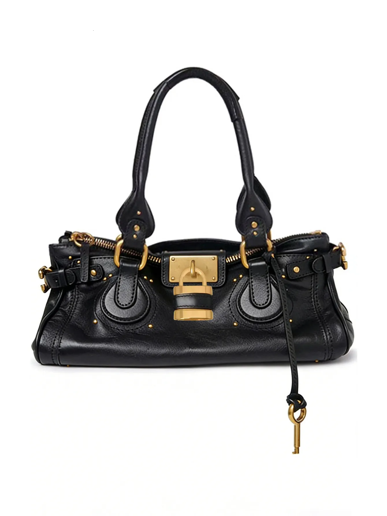 Vintage Y2K White Leather Padlock Satchel Bag For... From 