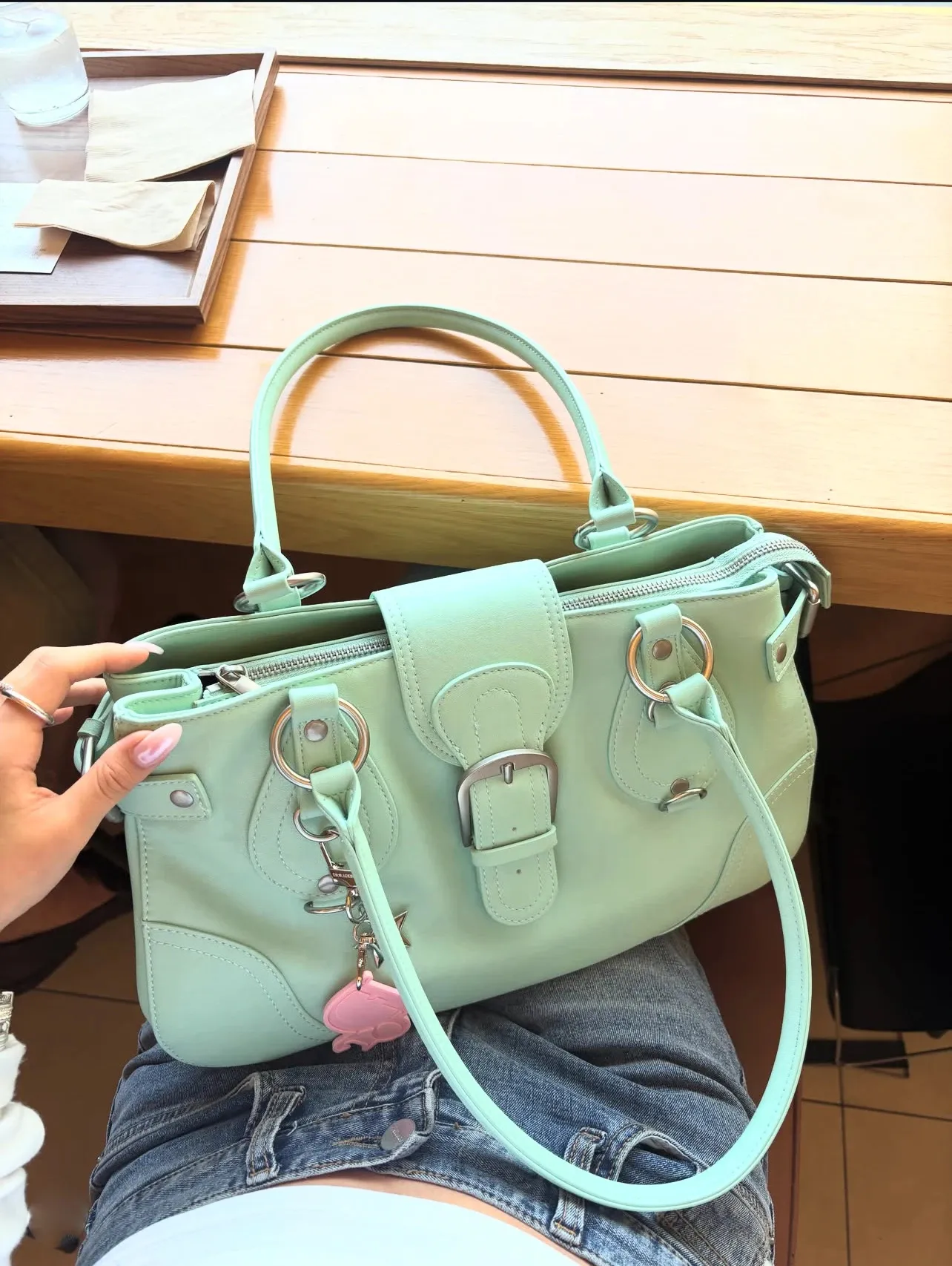 Y2K Vintage Mint Green Shoulder Bag For Women Retro... From 