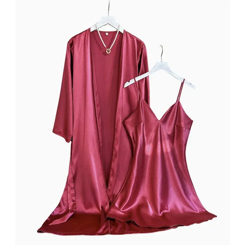 red dress pajamas Women's Satin Nightgown Sleep Dress Spaghetti Straps Spring Summer Silky  Lace V-Neck Slim Fit Long Silk Sleepwear Slip Dresses Red Medium