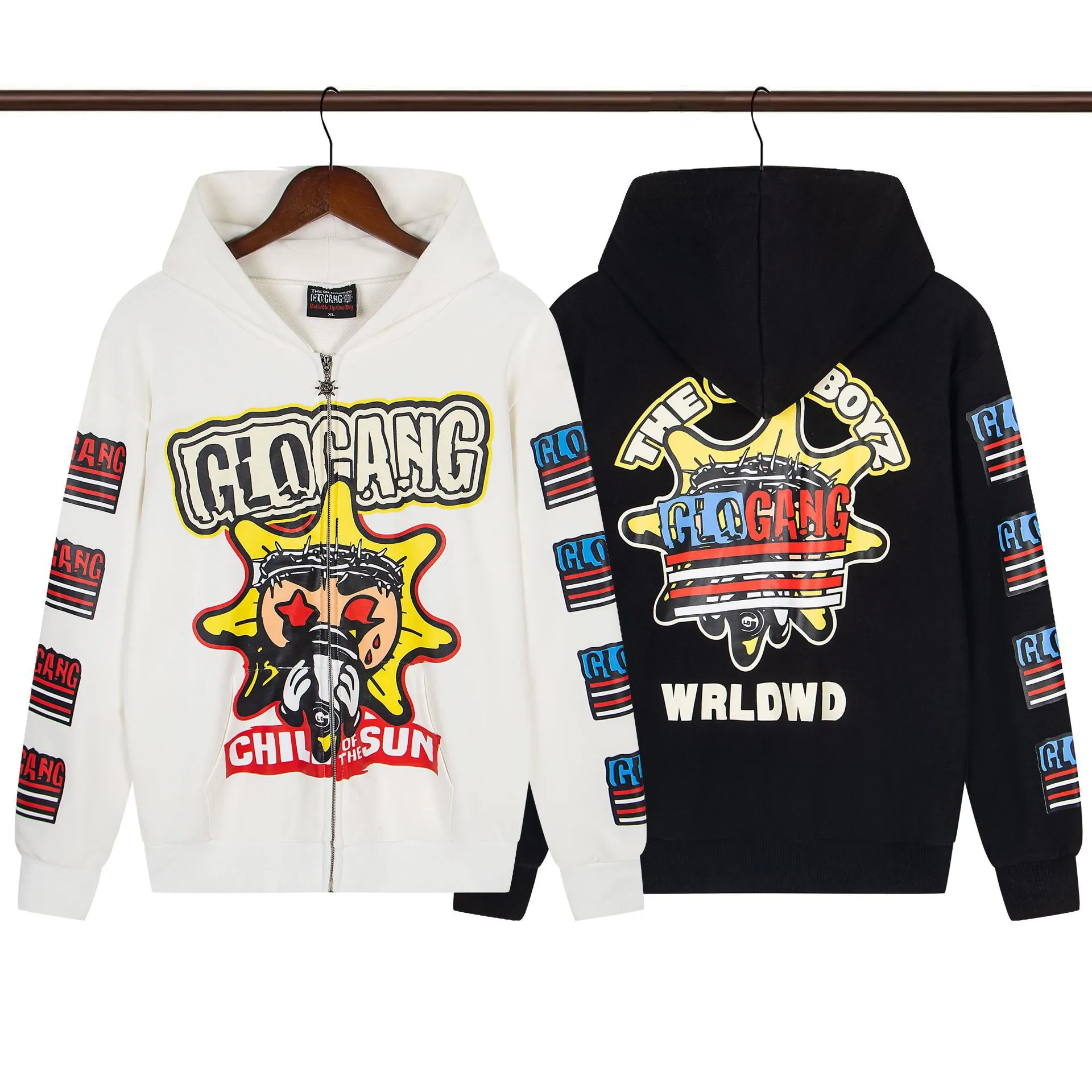 Glo Gang Spike Horn Zip Hoodie Classic Streetwear From