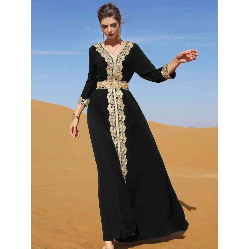 arab ramadan abaya maxi dress Luxury Teal Moroccan Kaftan Gold Hand Embroidered Aari Work Elegant Arabic Abaya Maxi Dress