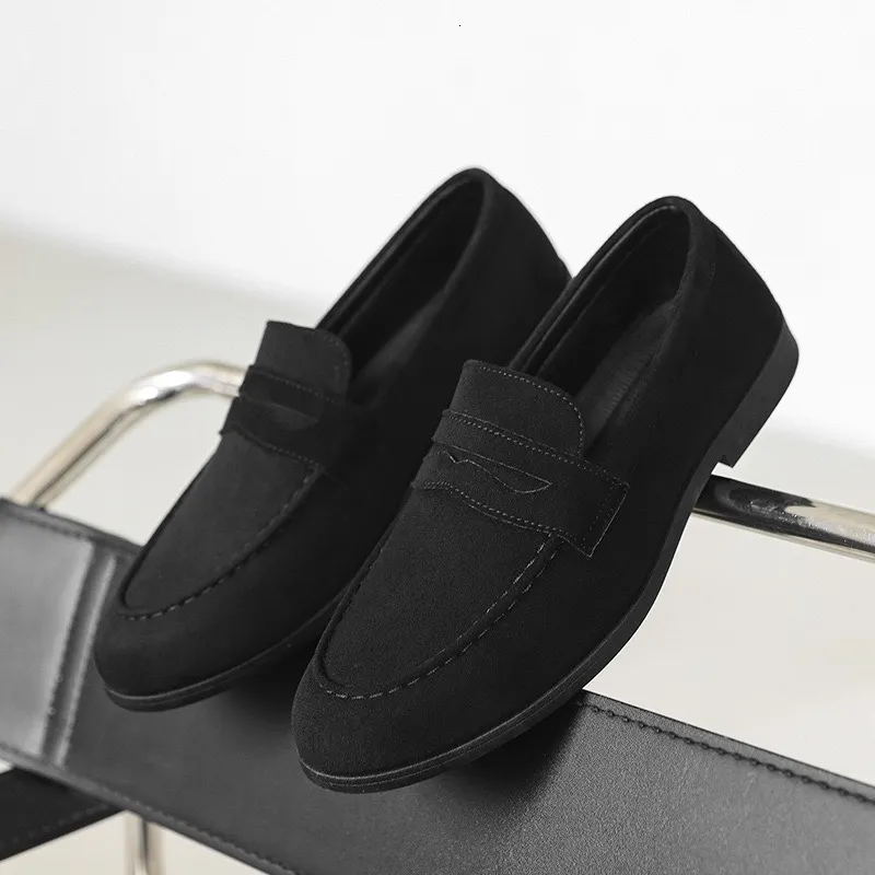 Bulk Fashion Brown Suede Penny Loafers Slip On Flat Dress  display picture 1