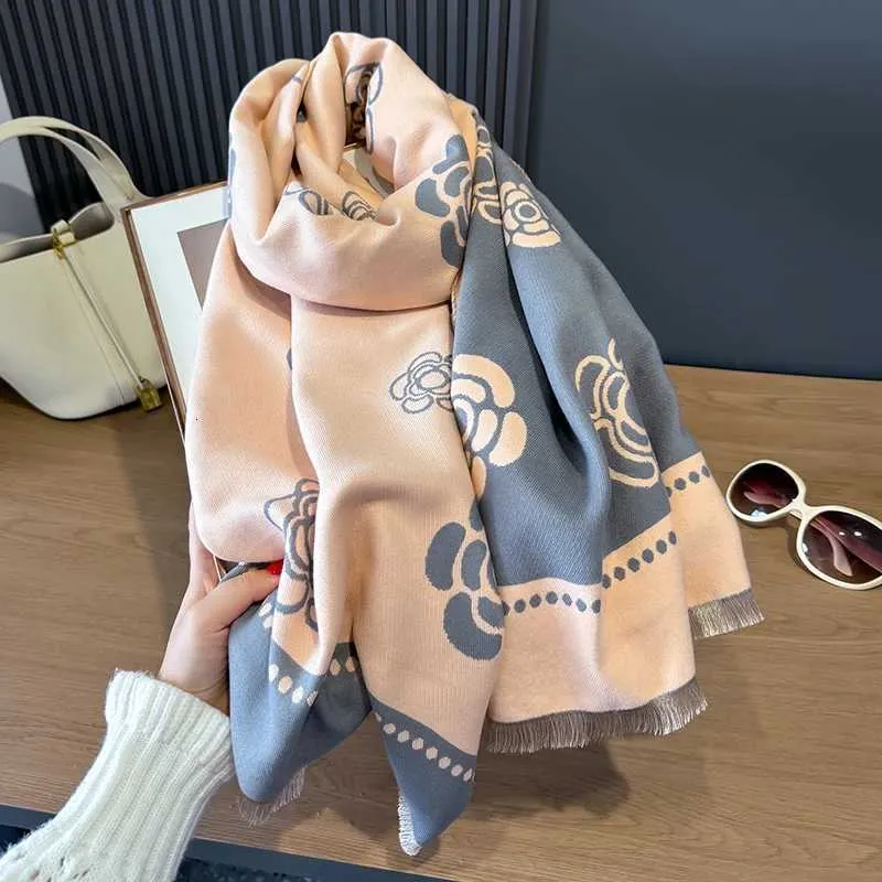 Scarf New Camellia Flower Cashmere Women Winter Shawl From