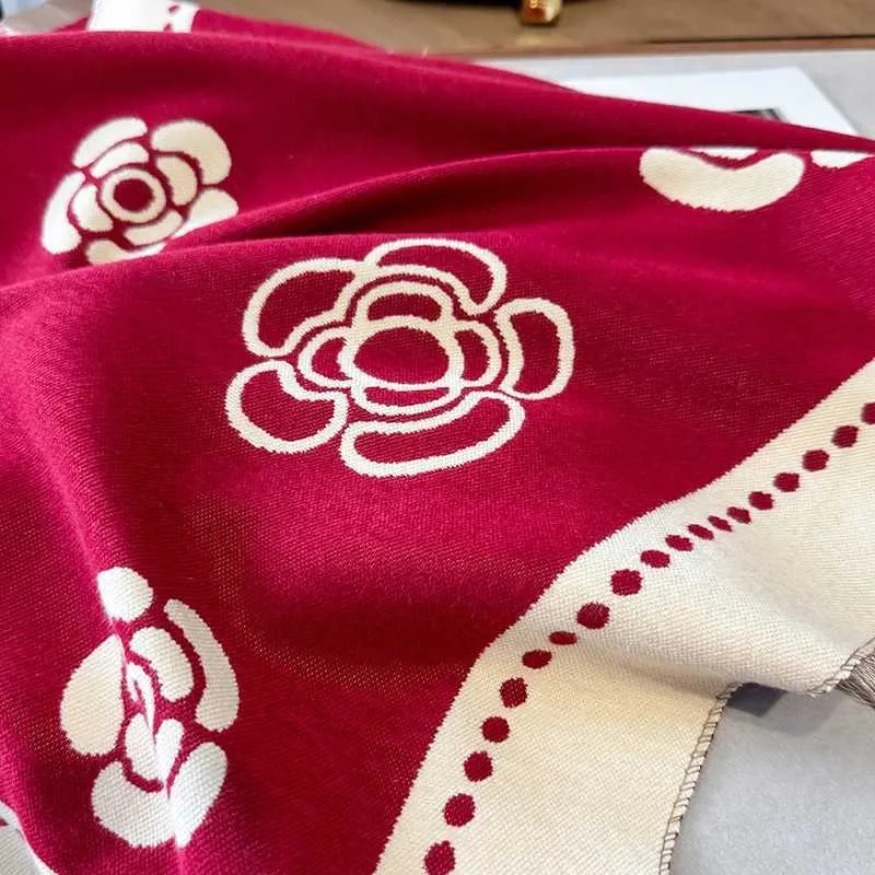 Scarf New Camellia Flower Cashmere Women Winter Shawl From