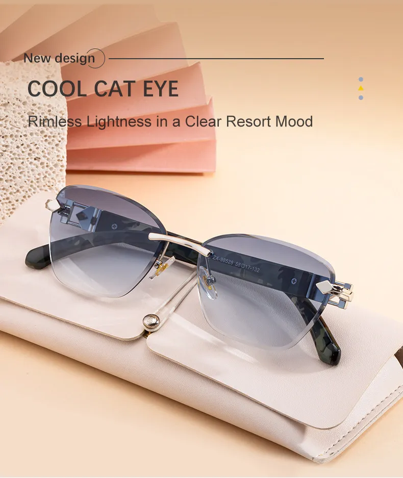 New European And American Fashion Cat Eye Rimless From