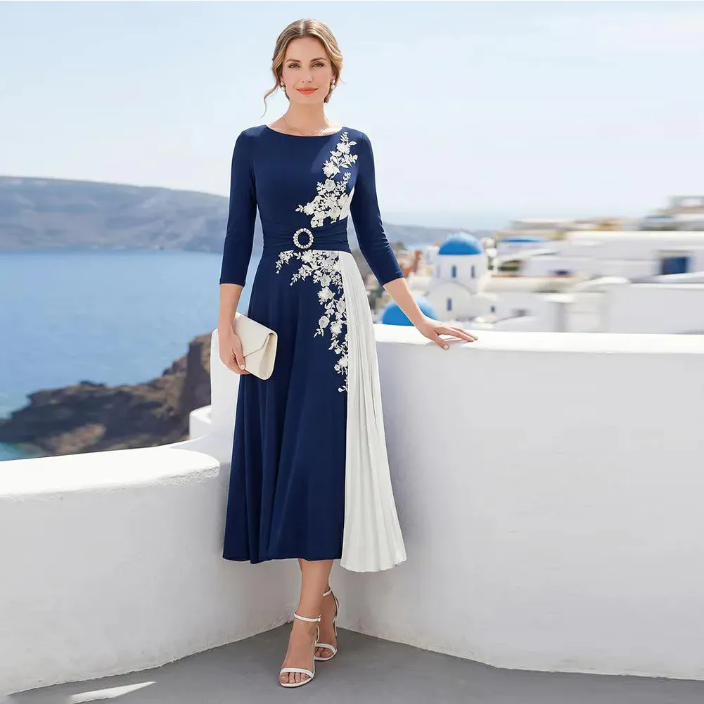 midi length mother of the bride dresses or Groom Lace Length Lace Applique Midi Length Mother