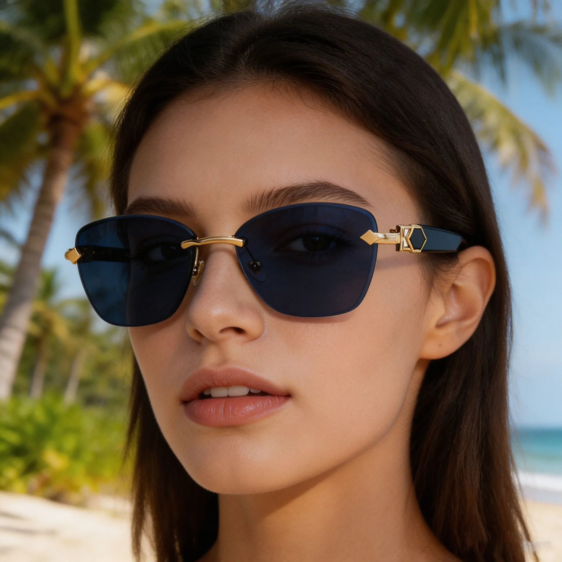 New European And American Fashion Cat Eye Rimless From