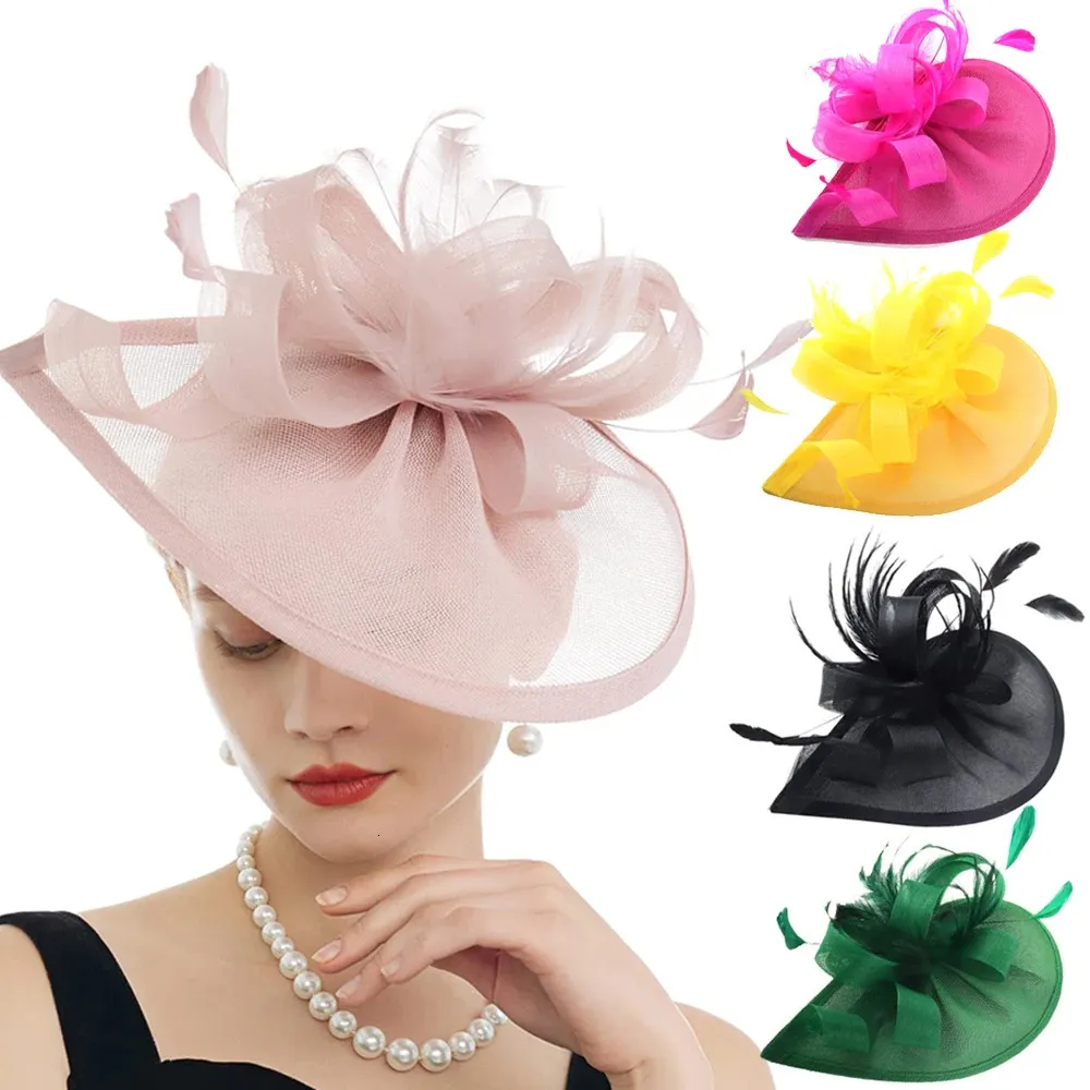 ladies dress hats amazon Charming Fascinators Feather Wedding Drop Mesh Hat... From Hui05, Rs.951.83