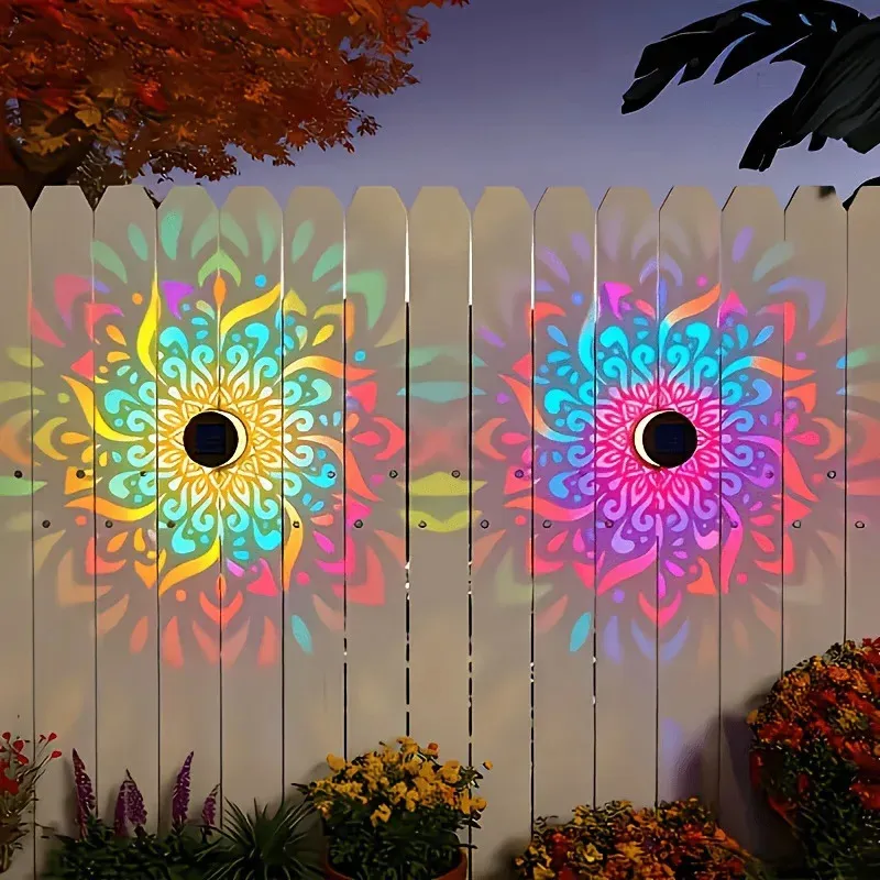 6-Pack Decorative Solar Mandala Lights – Waterproof Outdoor Step & Wall Lights, Intricate Pattern Projection, Auto Dusk-to-Dawn, For Garden, Patio, Deck & Courtyard