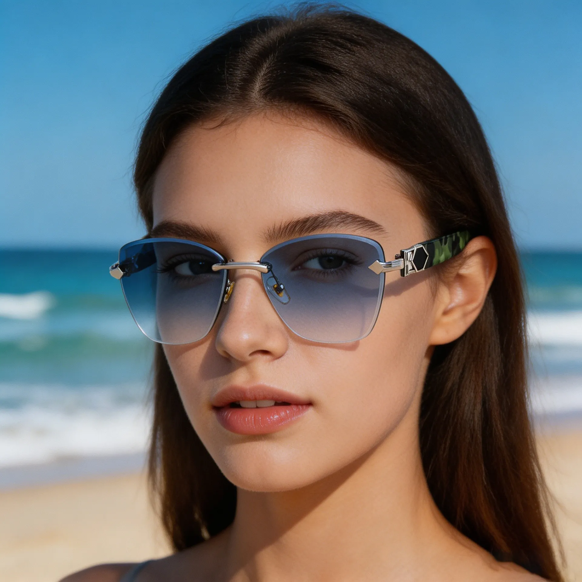 New European And American Fashion Cat Eye Rimless From