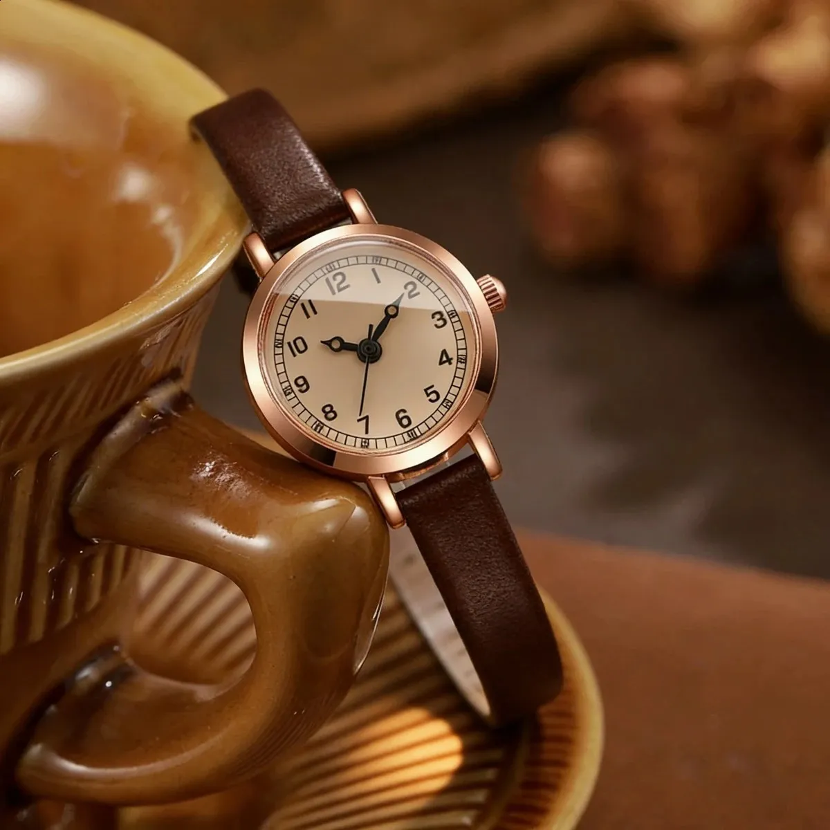 Small Thin Analog Quartz Ladies Watch with Leather Strap, Gifts Fashion Small Women Watches Elegant Ultra Thin... From  main image 4