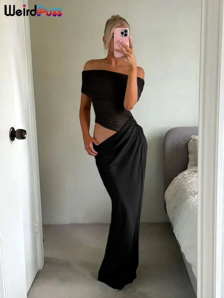 irregular mesh stitching dress summer new dark style dress fashion pleated loose stitching