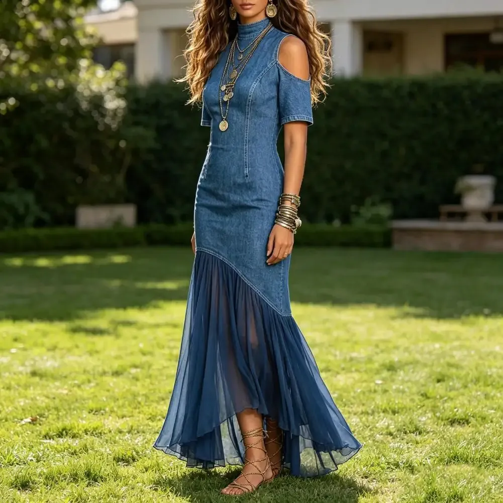 denim swing midi dress Shihyeh Women's Adjustable Strap Midi Long Denim Dress 2026 Button Down A-Line Swing Flowy Jean Dress, Size: 3XL, White
