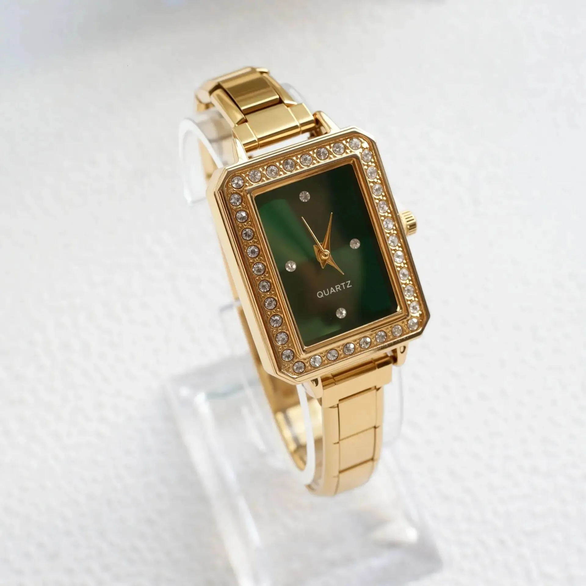 Women\'s Rectangular Quartz Watch Dress Wristwatch with Stainless Steel Bracelet VINTAGE LUXURY RECTANGLE SWISS LADIES GOLD PLATED QUARTZ  main image 3