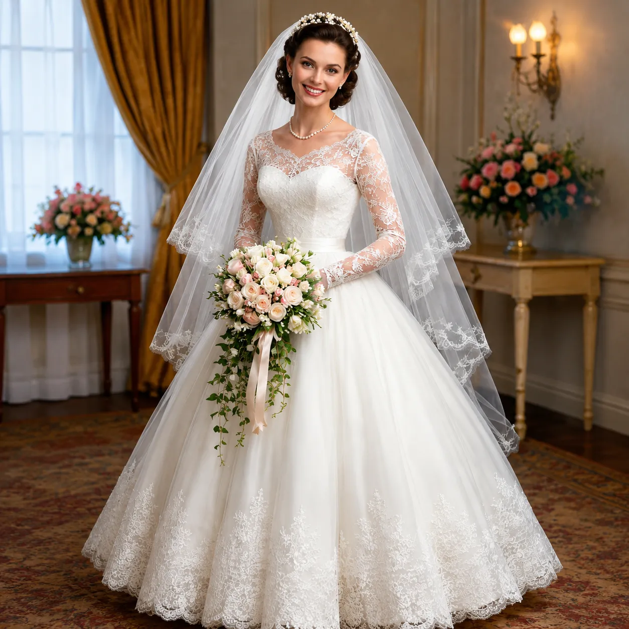 vintage ivory bridesmaid dresses Tulle Wedding Lace Appliques... From Chicweddings, Rs.14,036.01 hugging formal dress features