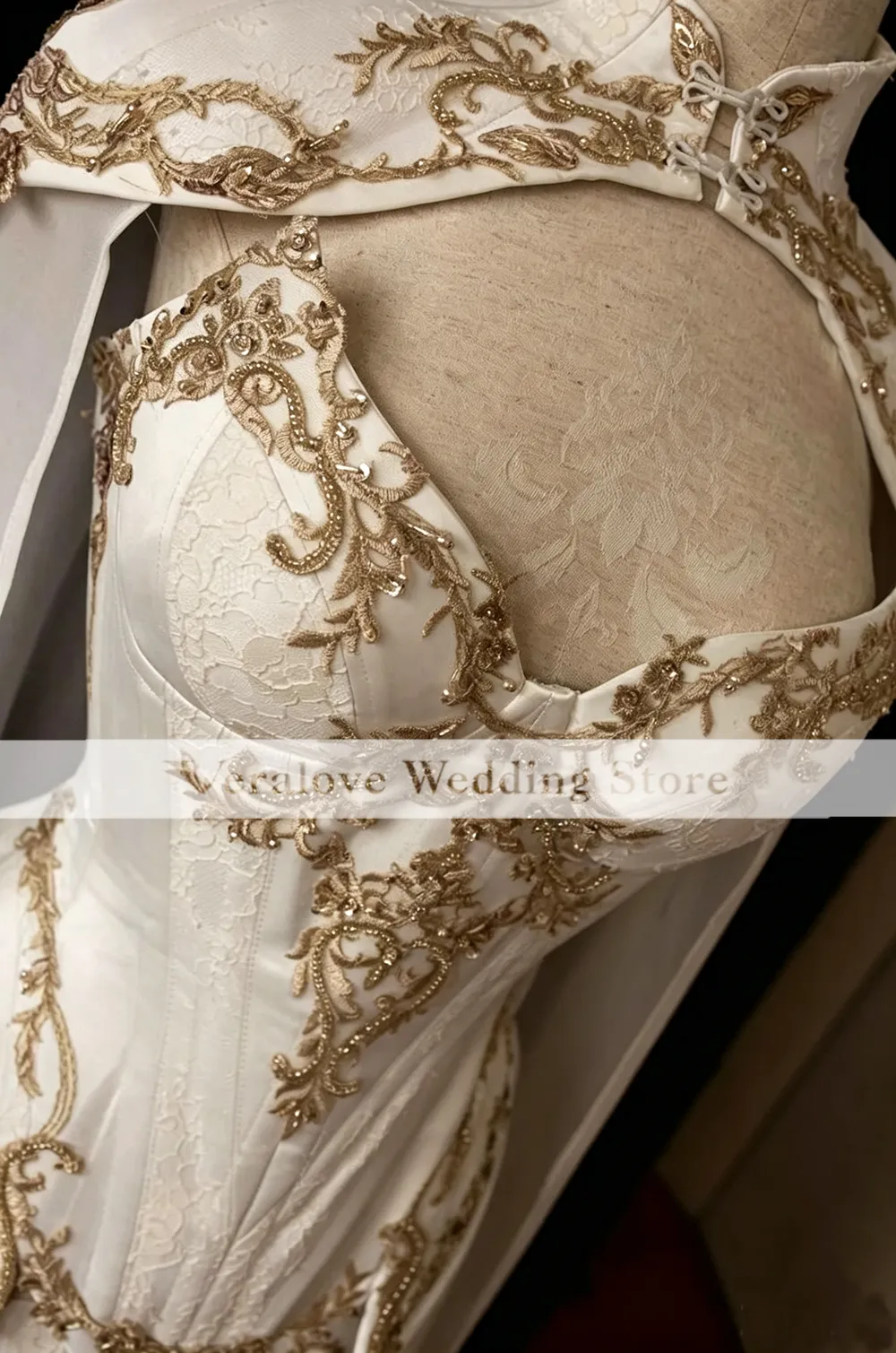 elegant gold and white dress gold and white dress for wedding Classy Strapless Lace Gold Wedding Dress Ball Gown Wedding Dress