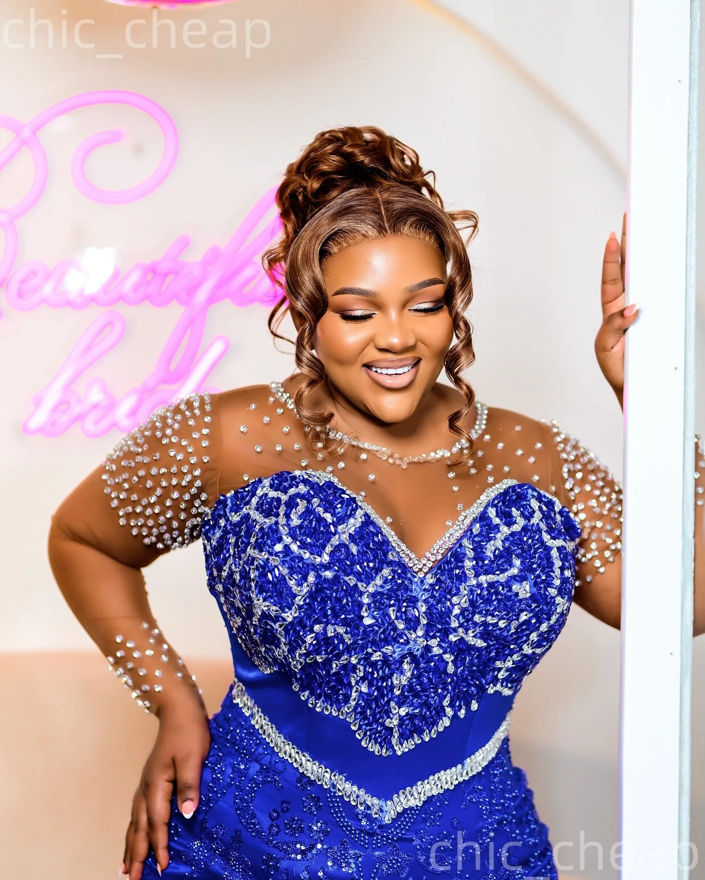 royal blue dress for dinner Elegant Luxury Royal Blue Formal Dress with Diamond Waist,Fishtail Dress  And Side Flowing Train,Prom Dinner Dresses, Wedding Guest Bridesmaids  Dress, Graduation Dress