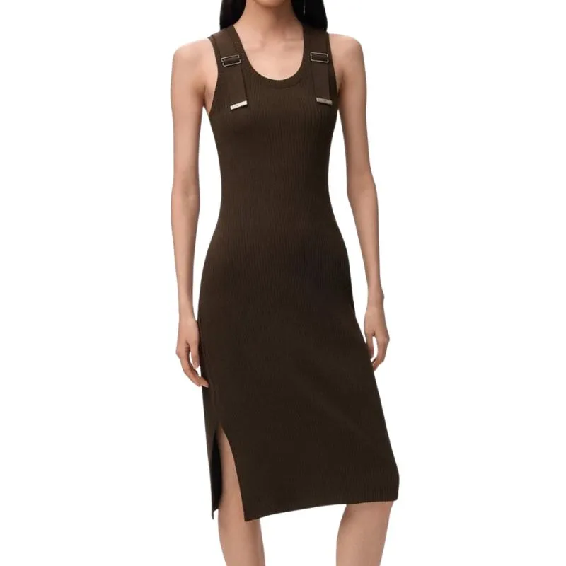 jersey vest dress New Women Design Vest Dress Slim Mid Dress Letter Embroidered Kintted  Dresses Jersey Sleeveless Dress Girls Runway High End Crop Tank Vest Dress