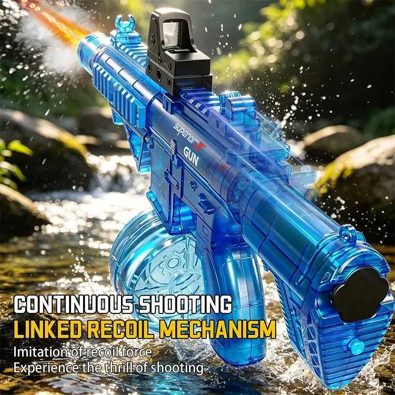 Simulated Firing Electric Water Gun for Children Wasserpistole Elektrisch Smoke Automatic Water Blasters Summer Outdoor Kids Toy H260703