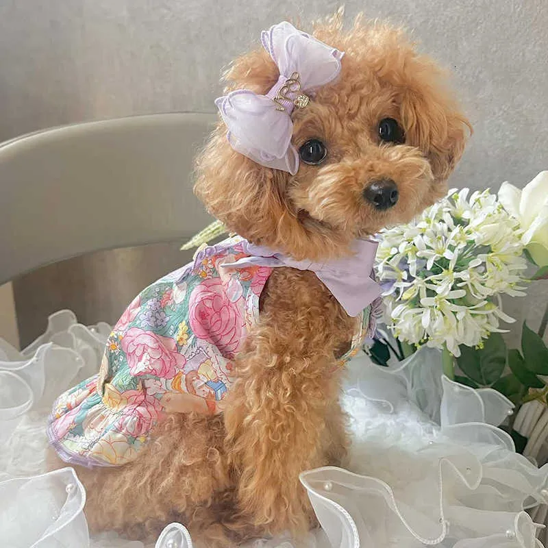 puppy birthday dress Floral Printed Ruffle Dog Dress Summer Doggie Dress... From Mecha,  Rs.504.93