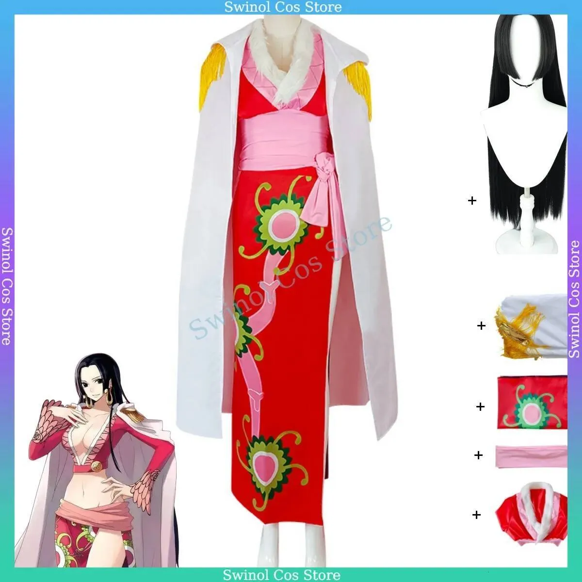 boa hancock red dress One Piece The Empress Boa Hancock Cosplay Costume Gcosplay