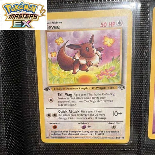 1999 eevee pokemon card #51 Jungle PSA 8 Vintage Pokmon TCG A single individual card from the Pokemon trading and collectible card game (TCG/CCG) GMA Graded 1999 Pokemon Jungle
