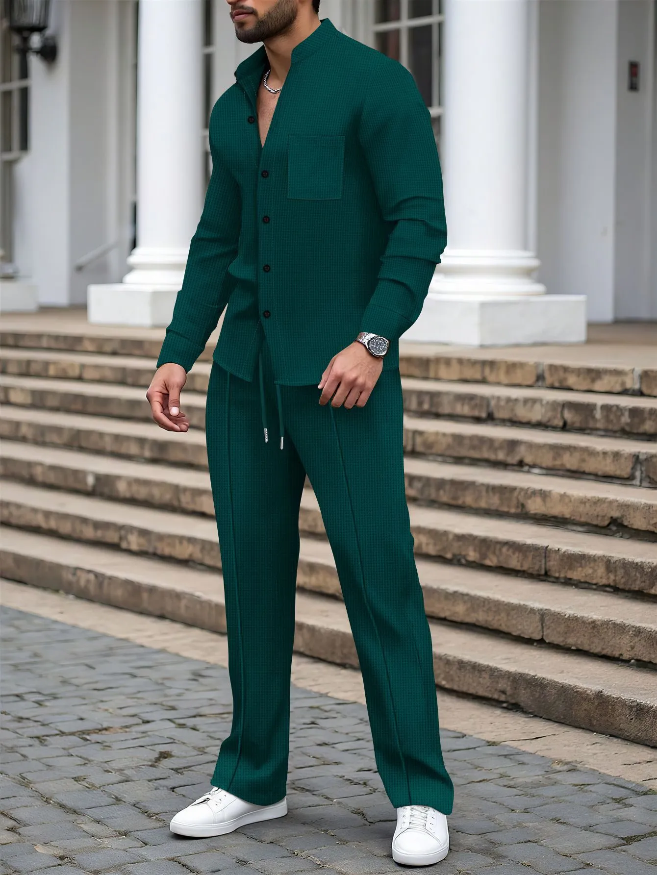 casual dress set for men Amazon.com: Mens 2 Piece Set Casual Outfits Button Down Short Sleeve Shirt & Pants Track Suit Loungewear Athletic Sweatsuits : Clothing, Shoes & Jewelry