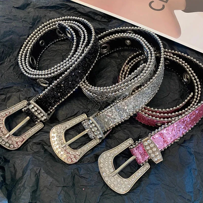 Full Rhinestone Belts For Women Men Fashion Diamond... From  display picture 1