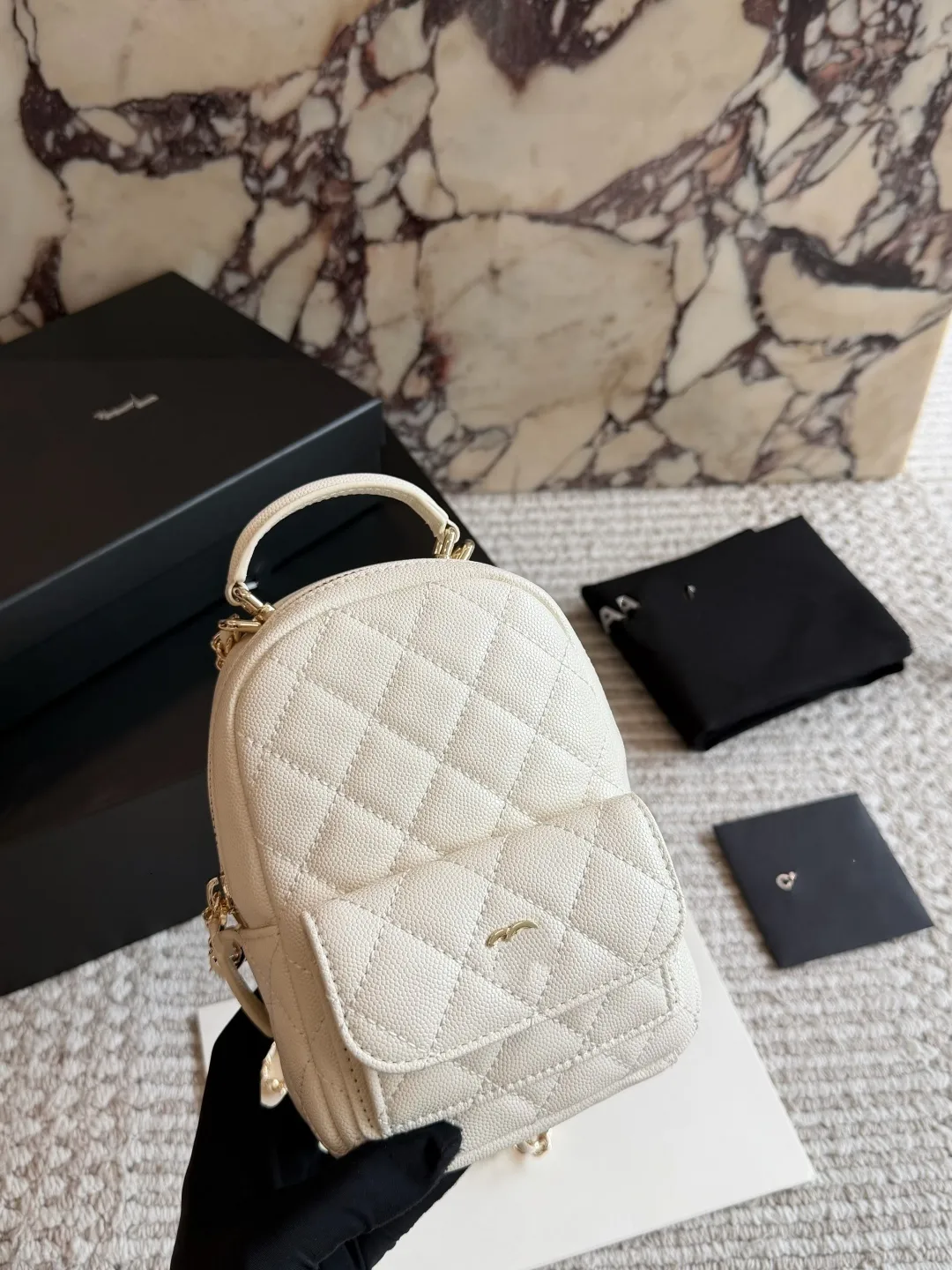 celebrity mini backpack PEBBLE BLACK 10A Designer Cute Backpack C