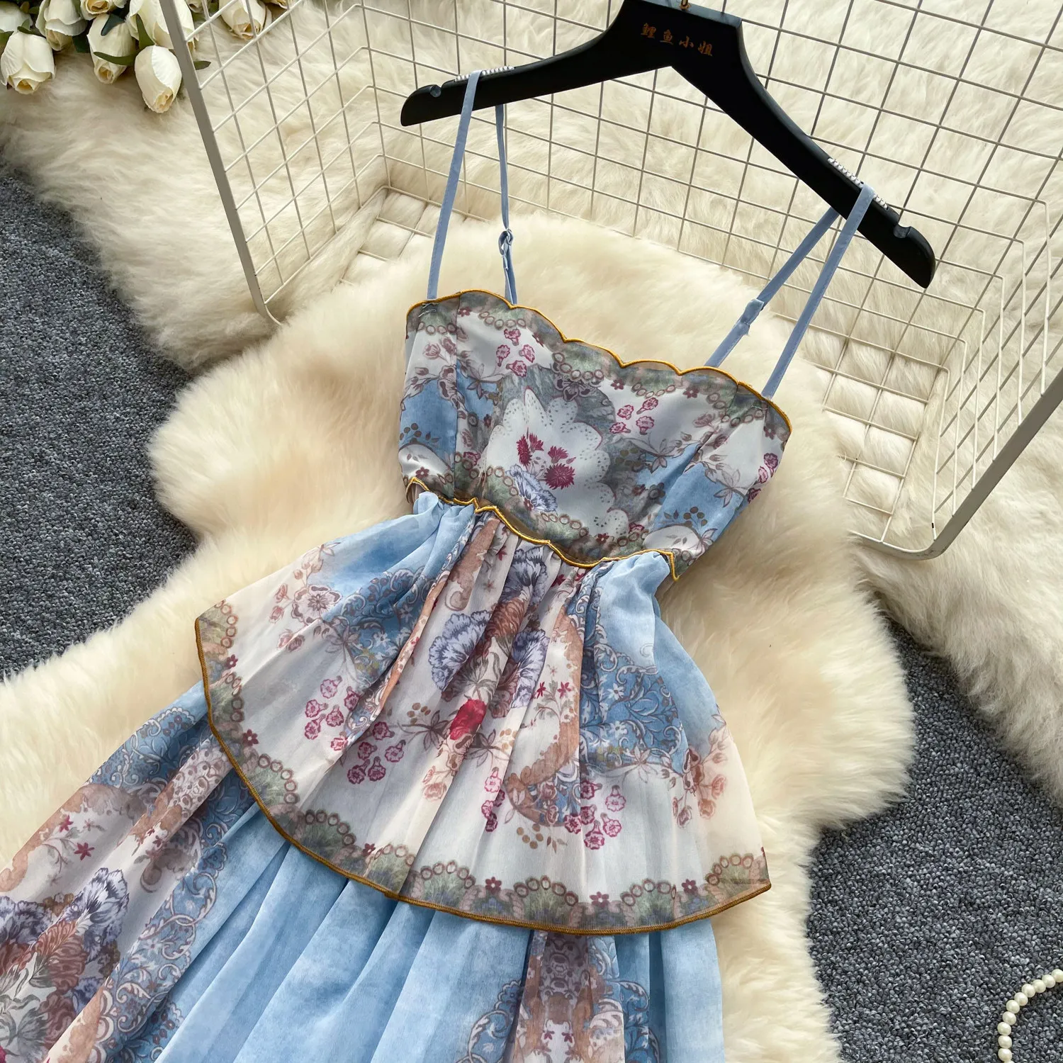 blue suspender dress Final SaleDelilah Blue Suspender Dress