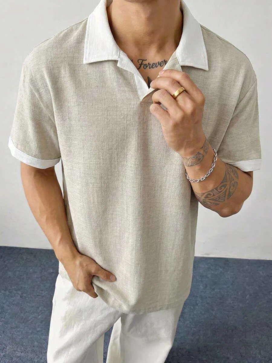apricot men's dress shirt Sudbury Cotton Linen Apricot Shirt