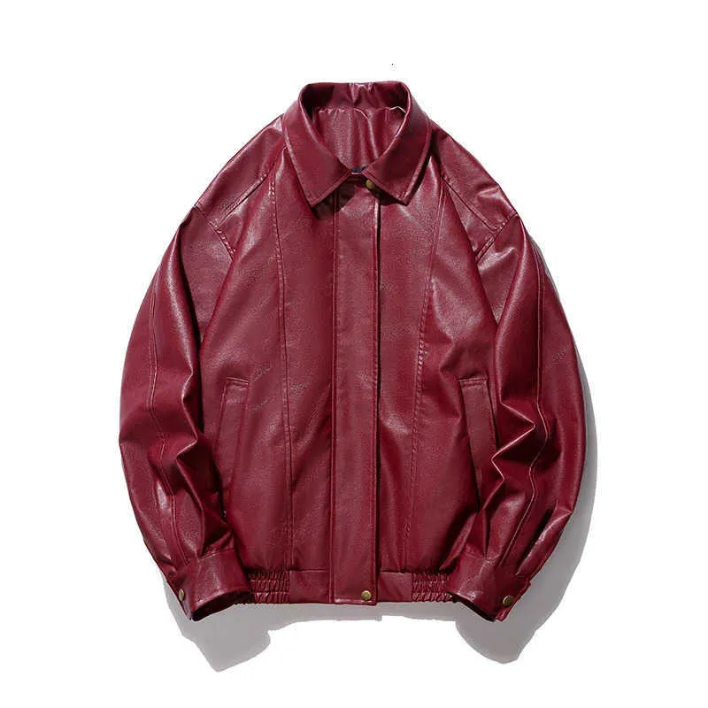 Black Red Faux Leather Jacket Coat Men Vintage From Lianwu06