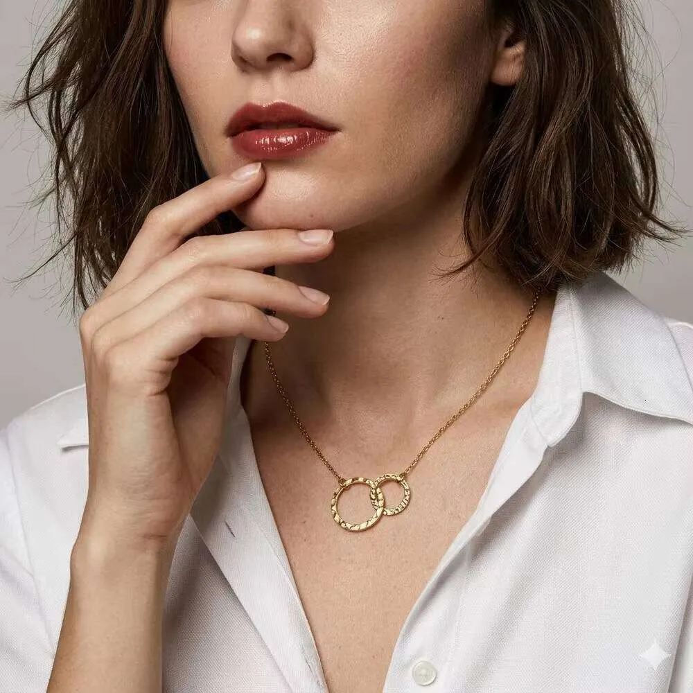 Fashion Interlocking Double Ring Necklace Stainless From