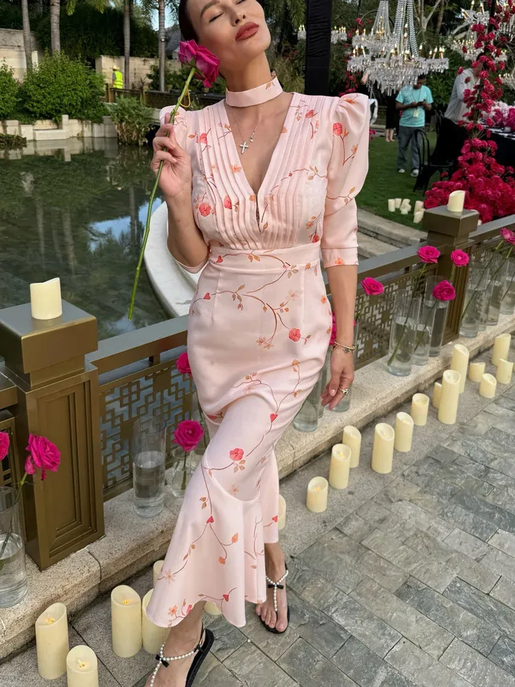 maxi dress evening high waist CUZIBR Women Maxi Dress Short Sleeve Deep V-Neck Smocked High Waist Elegant Evening Dress Flower Print Ruffles Tierde A Line Floor-Length Casual Breathable Holiday Party Dresses,Purple,S