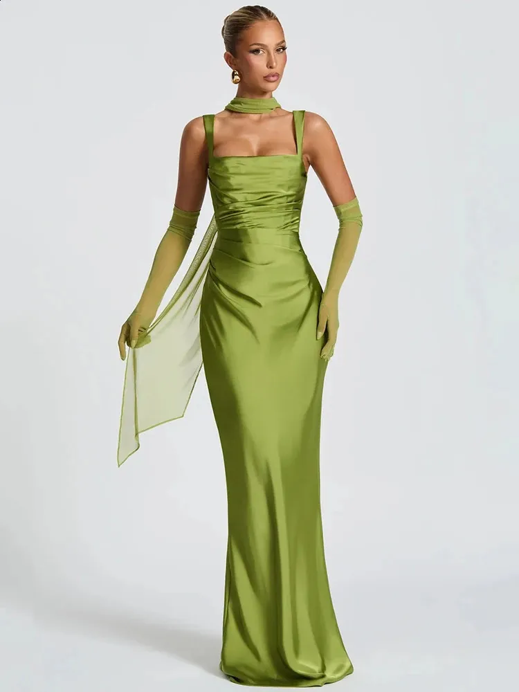 satin club dress New Women's New Style Irregular Slanted Shoulder Belt Slim Fit Satin Dress Long Dress Sexy Off Shoulder Ruffle Satin Dress Solid Color Club Dress