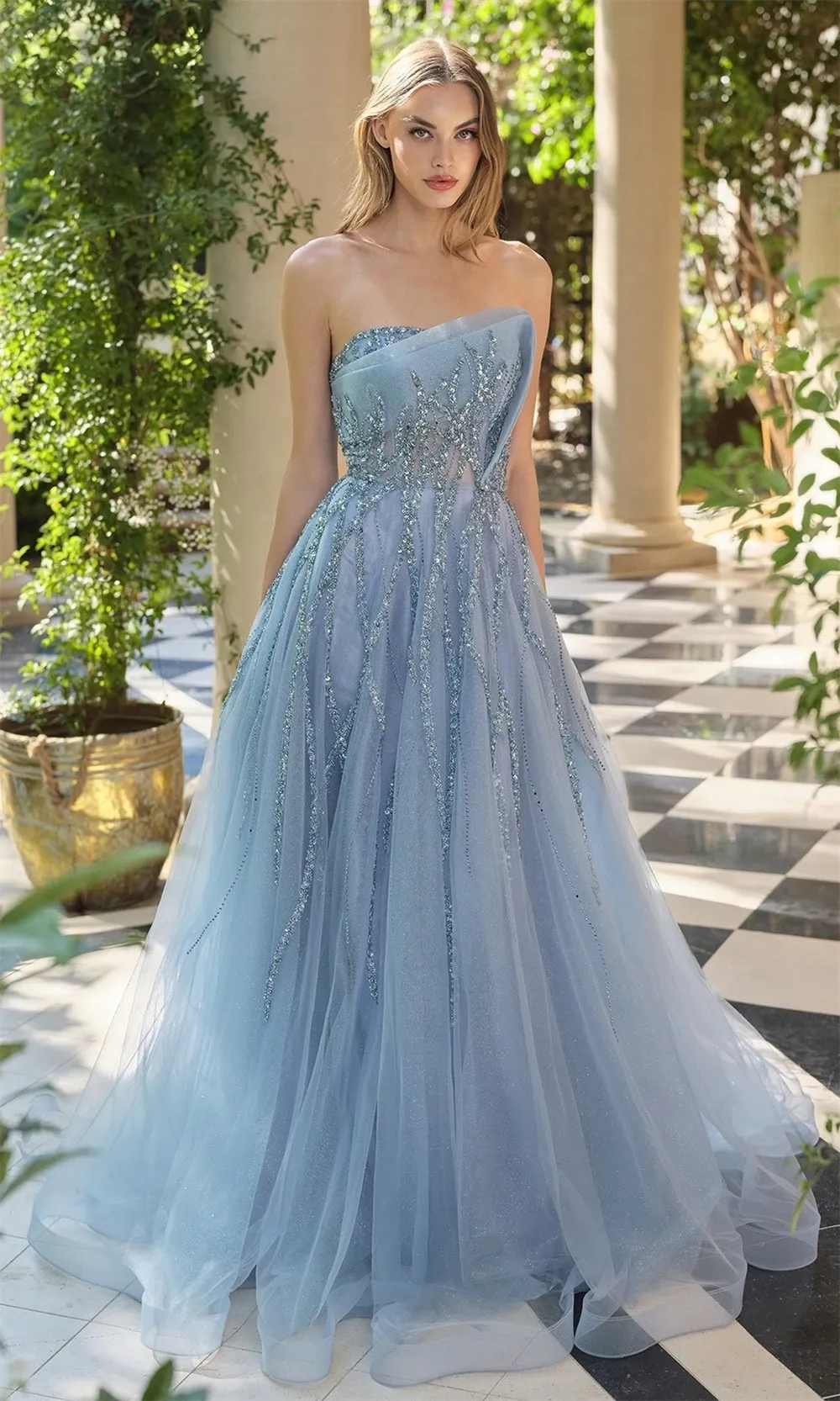 Luxury Baby Blue Evening Formal Dress Strapless... From Donnaweddingdress17, Rs.12,644.07