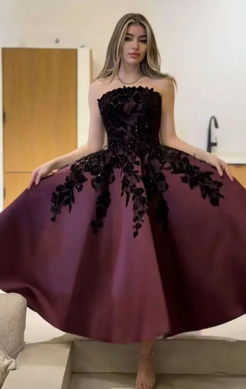 custom made graduation dresses Brand Burgundy Strapless Satin A Line Prom Dresses... From Babydress001, Rs.6,376.94 Indianwear Bridalwear Asianwear Designerwear Pakistaniwear in CHELMSFORD