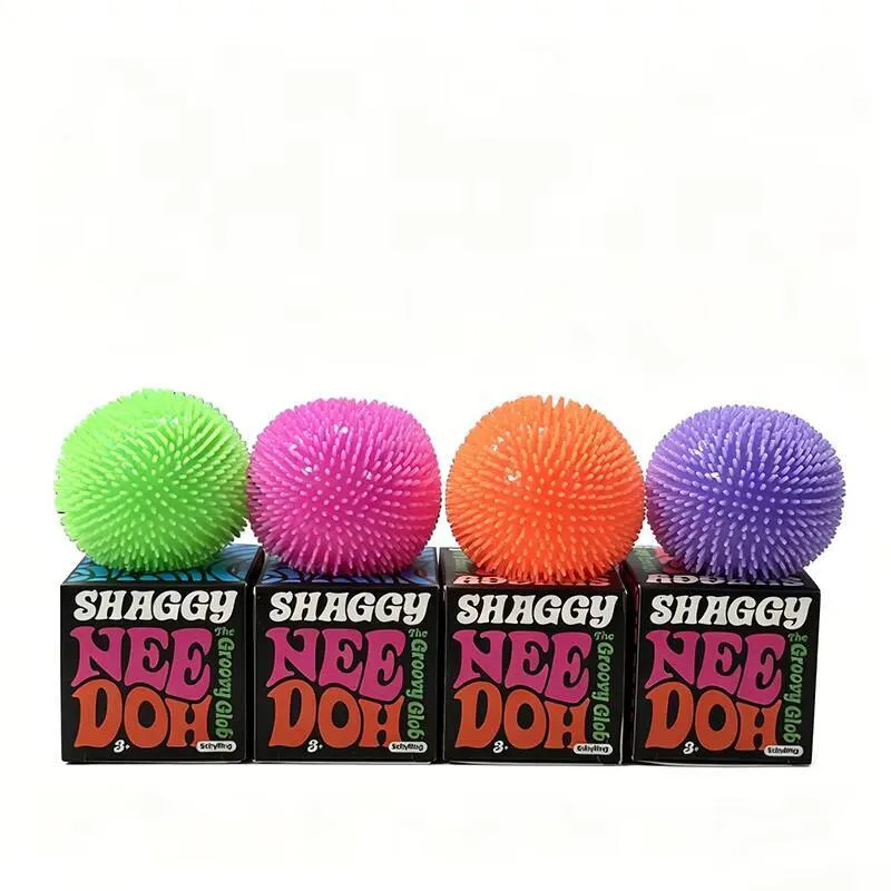 Needoh Teenie Fuzz Ball 3 Pack Mini Spiky Squeeze Toy From