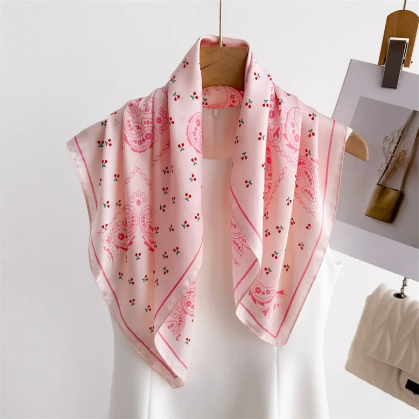 New Designer Pink Cherry Paisley Printed Satin Silk... From 