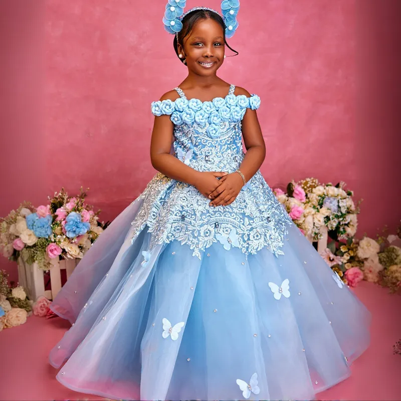 2026 Sky Blue Flower Girl Dresses Ball Gowns Queen... From Dreamcode, Rs.8,565.75