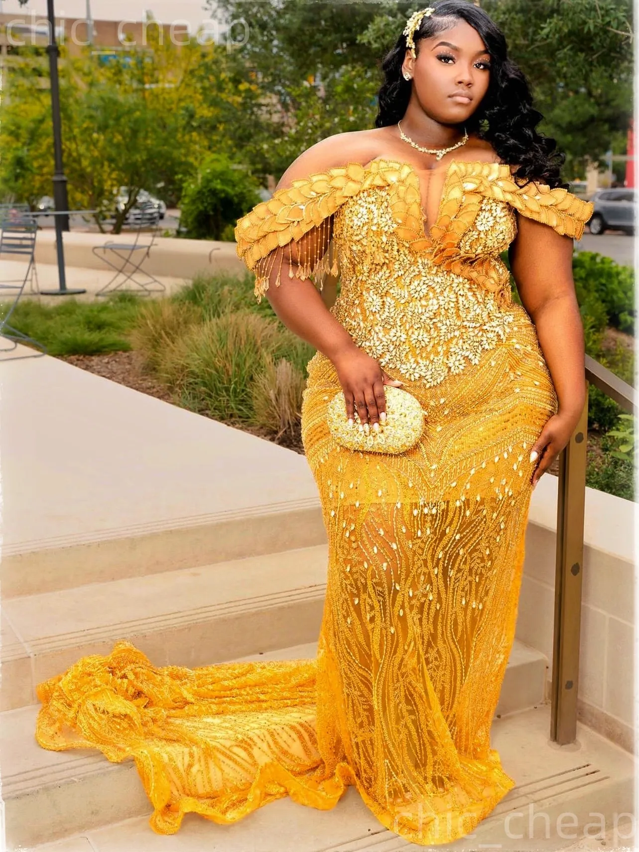 yellow mermaid prom dress Furlla Women with Cutout Waist Lace Up Corset and Beaded Details, Yellow / US16W Shine bright like the sun in the Quinlee prom dress KissProm Mermaid V Neck Beaded