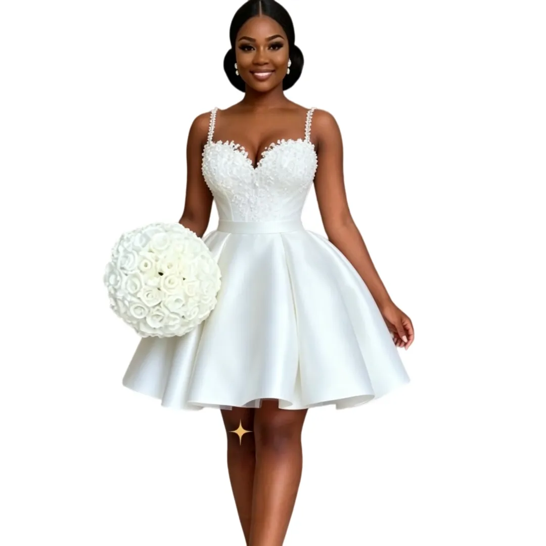 mini white bridal dresses Sheath V-Neck Long Sleeves Short Tulle Little Wedding Dress, Diamond White / Size 0 white mini dress designed to offer a clean and structured look LaDivine KV1133W Pleated Short Bridal