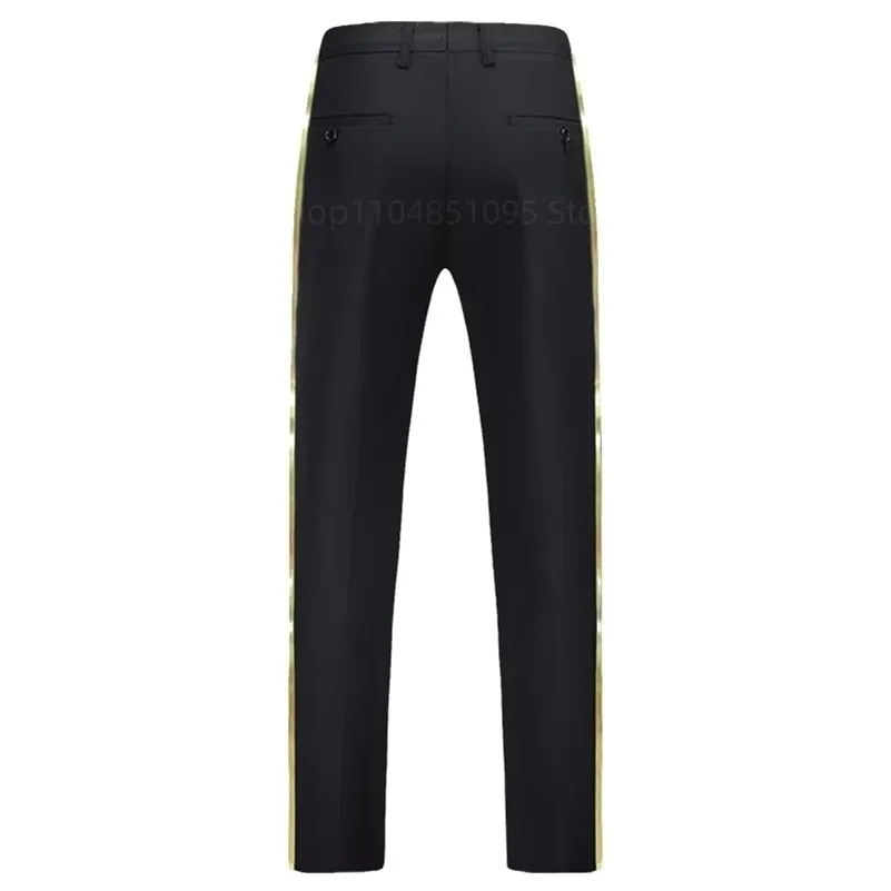 mens black and gold dress pants Men's Big & Tall Black Dress Pants with Gold Applique Size 46