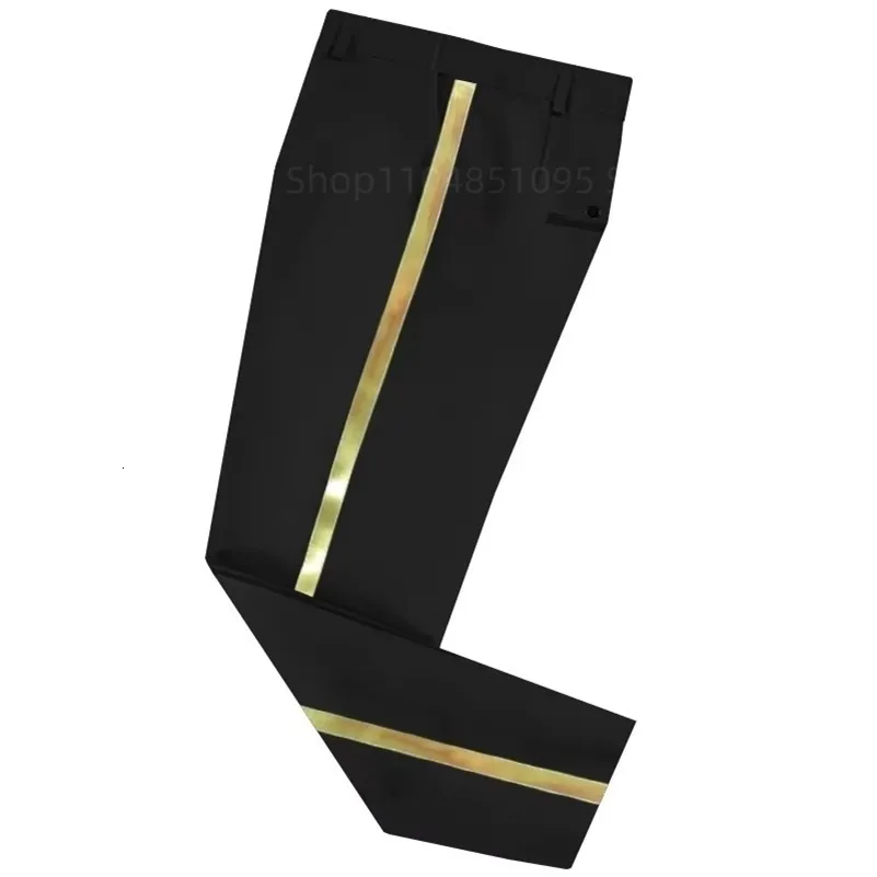 black dress pants with gold stripe XS 6XL Mens Black Suit Pants Gold Leather Trim Casual... From Zara02,  Rs.3,067.14